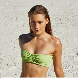 Jade Ava Bandeau Bikini Swim Top in Palm Sheen